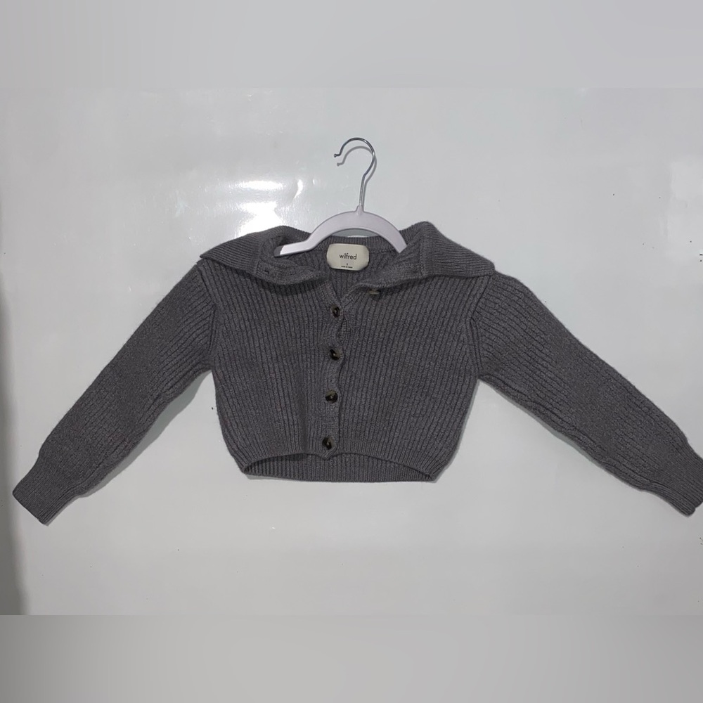 Aritzia Wilfred Gray Button-Up Sweater